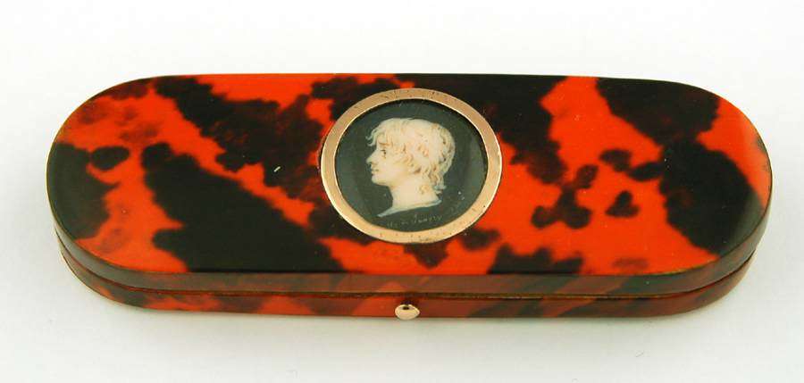 Tortoiseshell Box with Miniature by H de Janvy