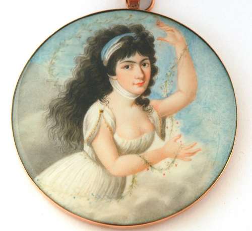 Lady with floral garland