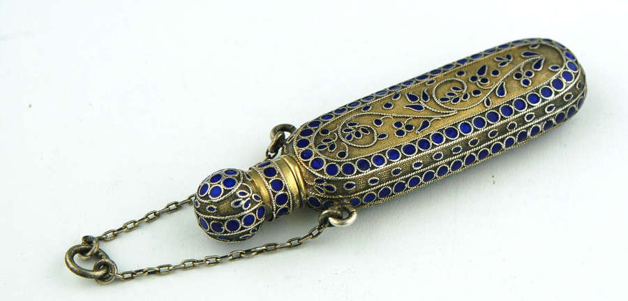 Silver and enamel cloisonne scent hallmarked 1872