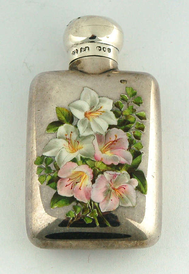 Silver scent with enamelled flowers by Saunders and Shepherd 1871