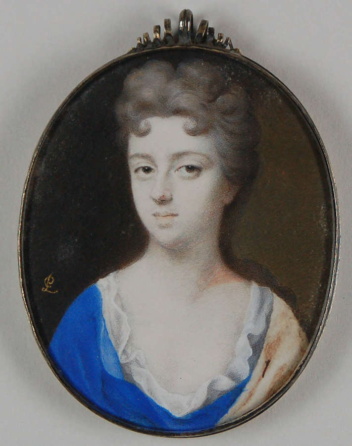 Miniature of lady signed by Lawrence Crosse C1710