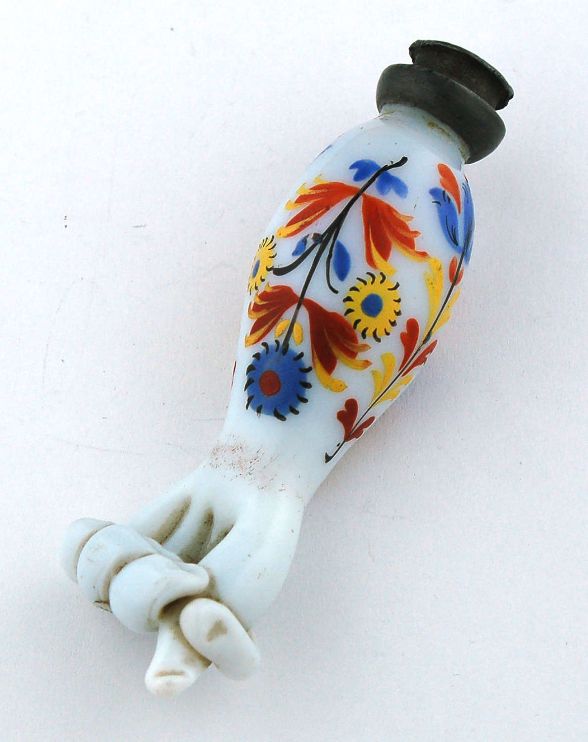Rare white milch glass scent in form of hand C1720