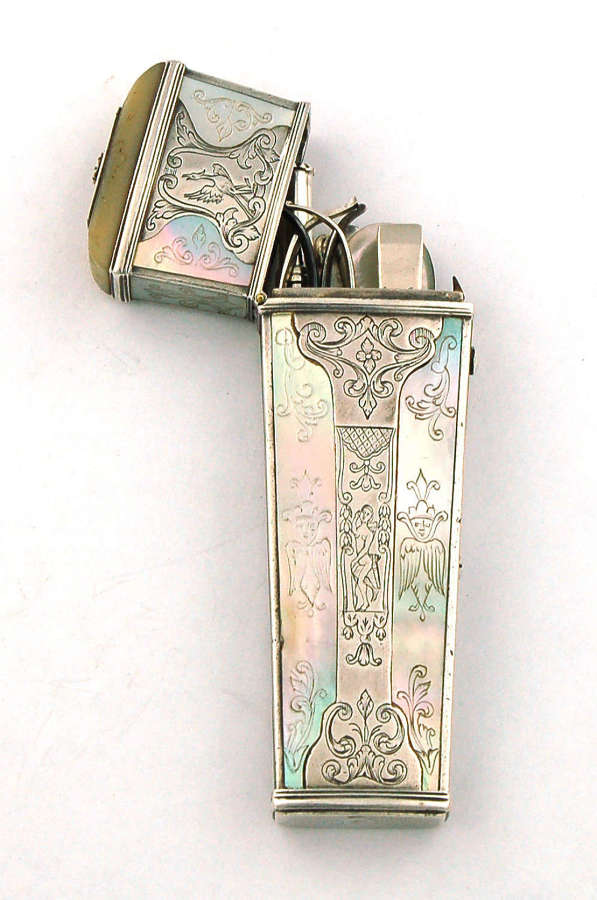Mother of pearl and silver etui C1720