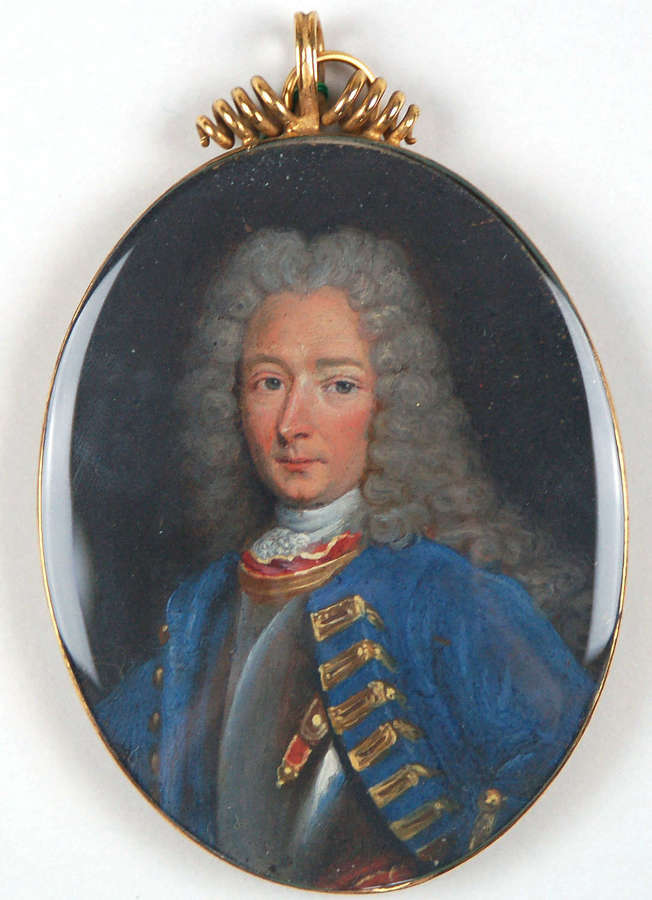 Gent in wig oil on copper C1730