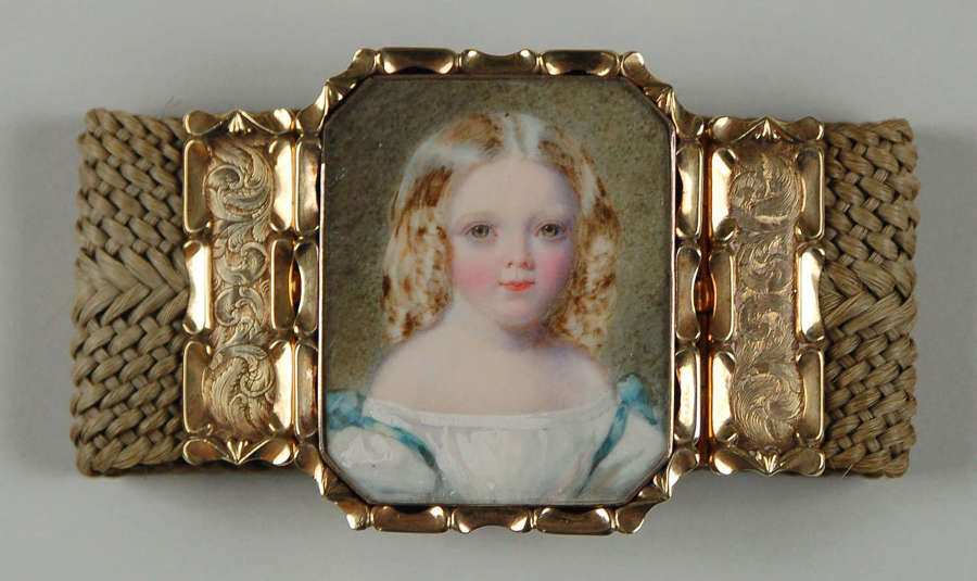 Miniature of child in gold bracelet by W Egley C1845