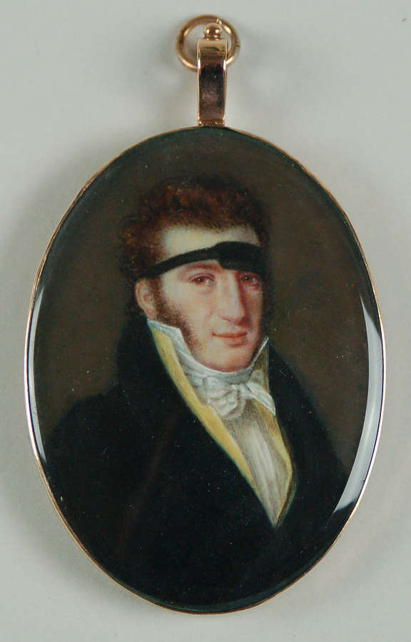 Miniature of gent with head support dated 1816