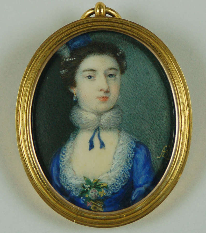 Miniature of lady signed Andrew Benjamin Lens C1730