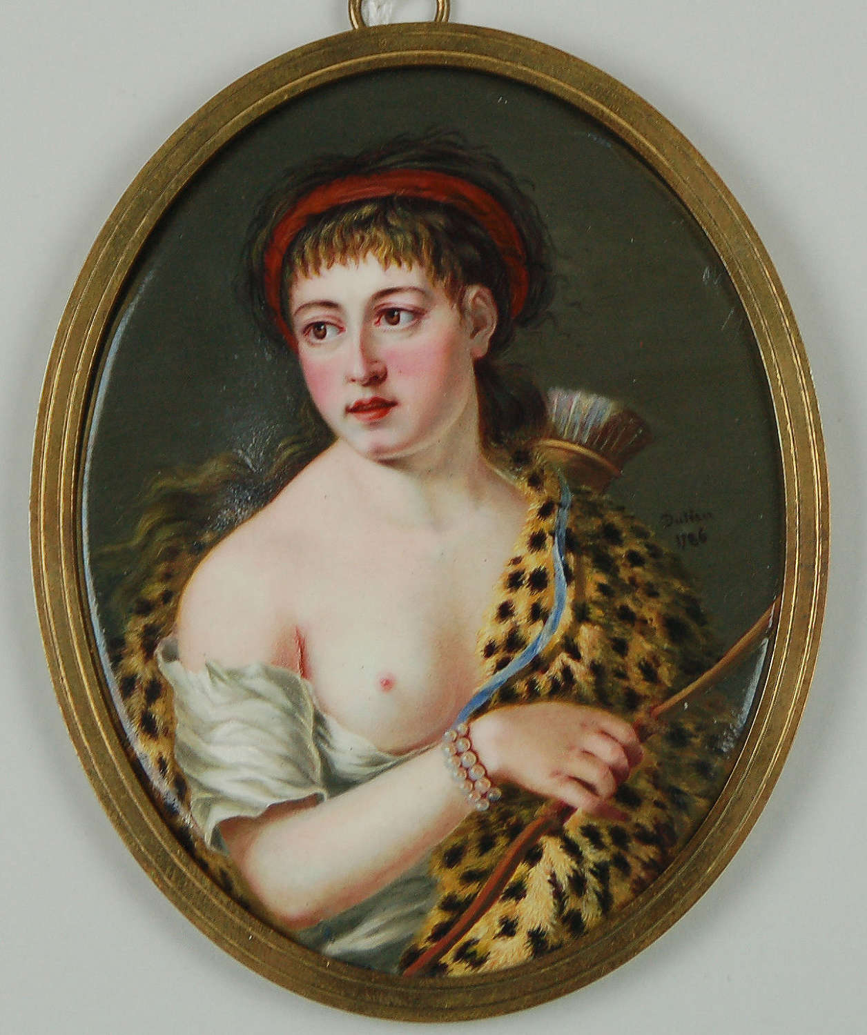 Enamel miniature of Diana by Dulieu 1786