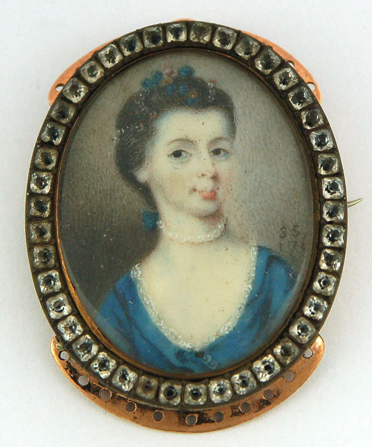 Miniature of lady signed Sophia Smith C1765