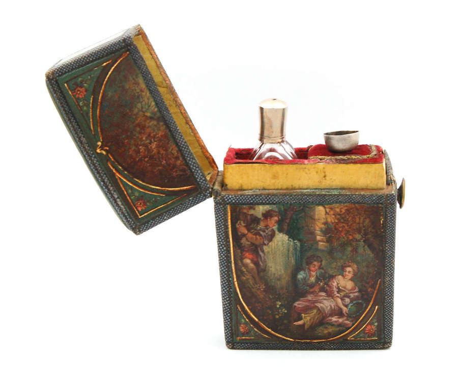 Painted shagreen case with scent and funnel C1790