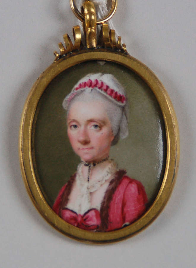 Enamel miniature of lady by Courtois C1770