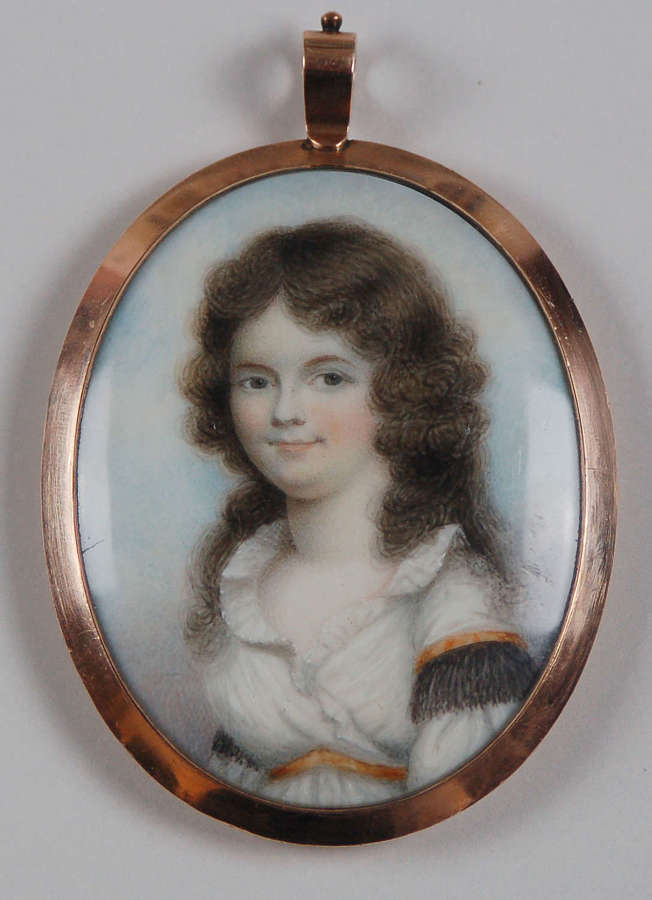 Miniature of young girl with dark hair C1800