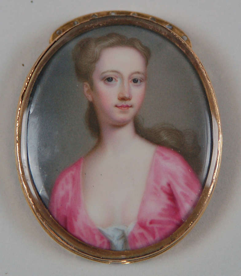 Miniature of a lady on enamel by C F Zincke C1720