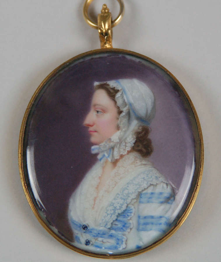 Miniature of lady in profile by Rouquet C1730