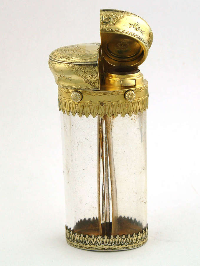 Stand-up rock crystal and silver gilt double scent C1860