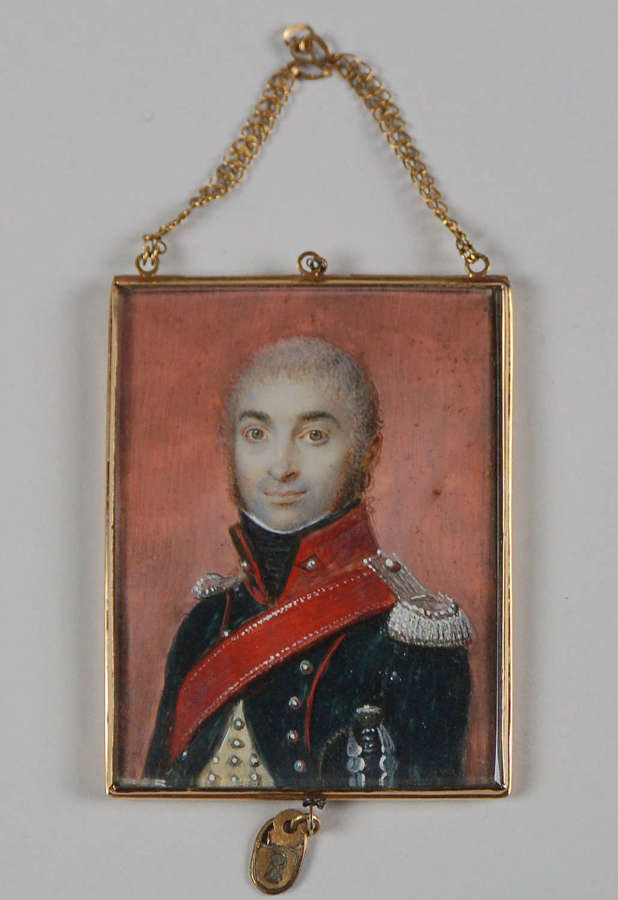 Miniature of Napoleonic officer in gold frame C1810