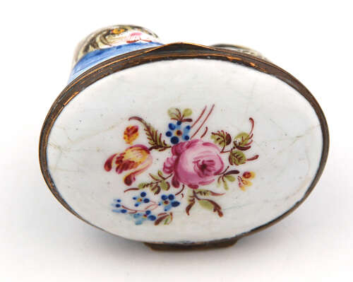Bilston enamel tabby cat bonbonniere C1770