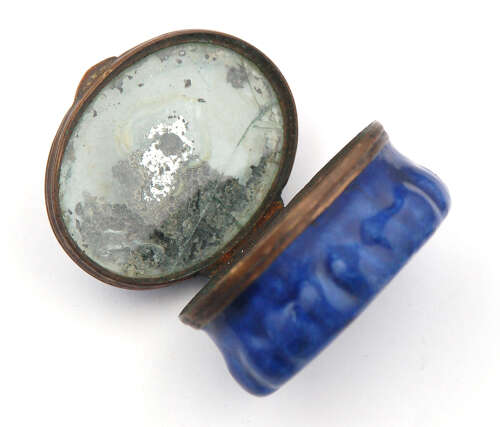Bilston enamel topsy turvy patch box C1790
