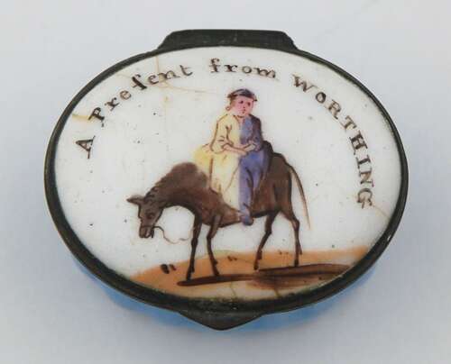 Bilston patch box 'A present from Worthing' C1790