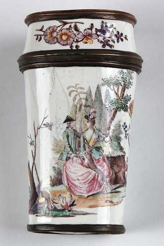 Unusual Birmingham enamel box C1760