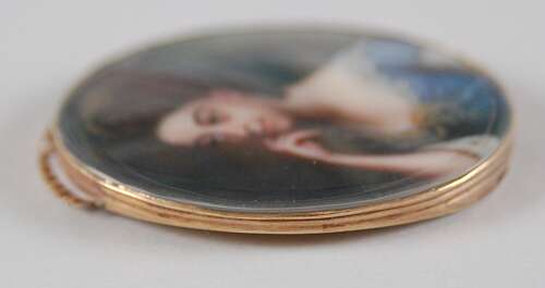 Miniature of a lady with hand on her face by Scouler C1785